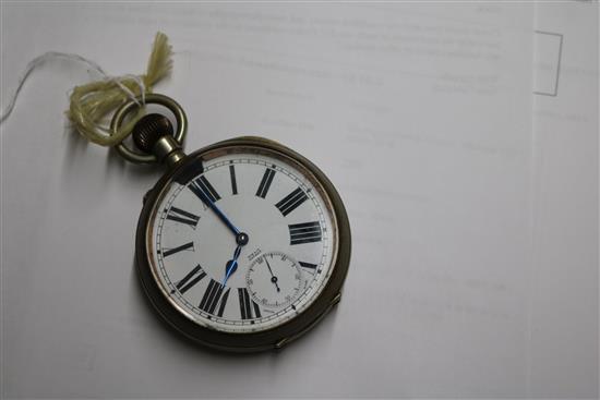 An M M & Co Goliath pocket watch and a travelling clock movement (lacking case).